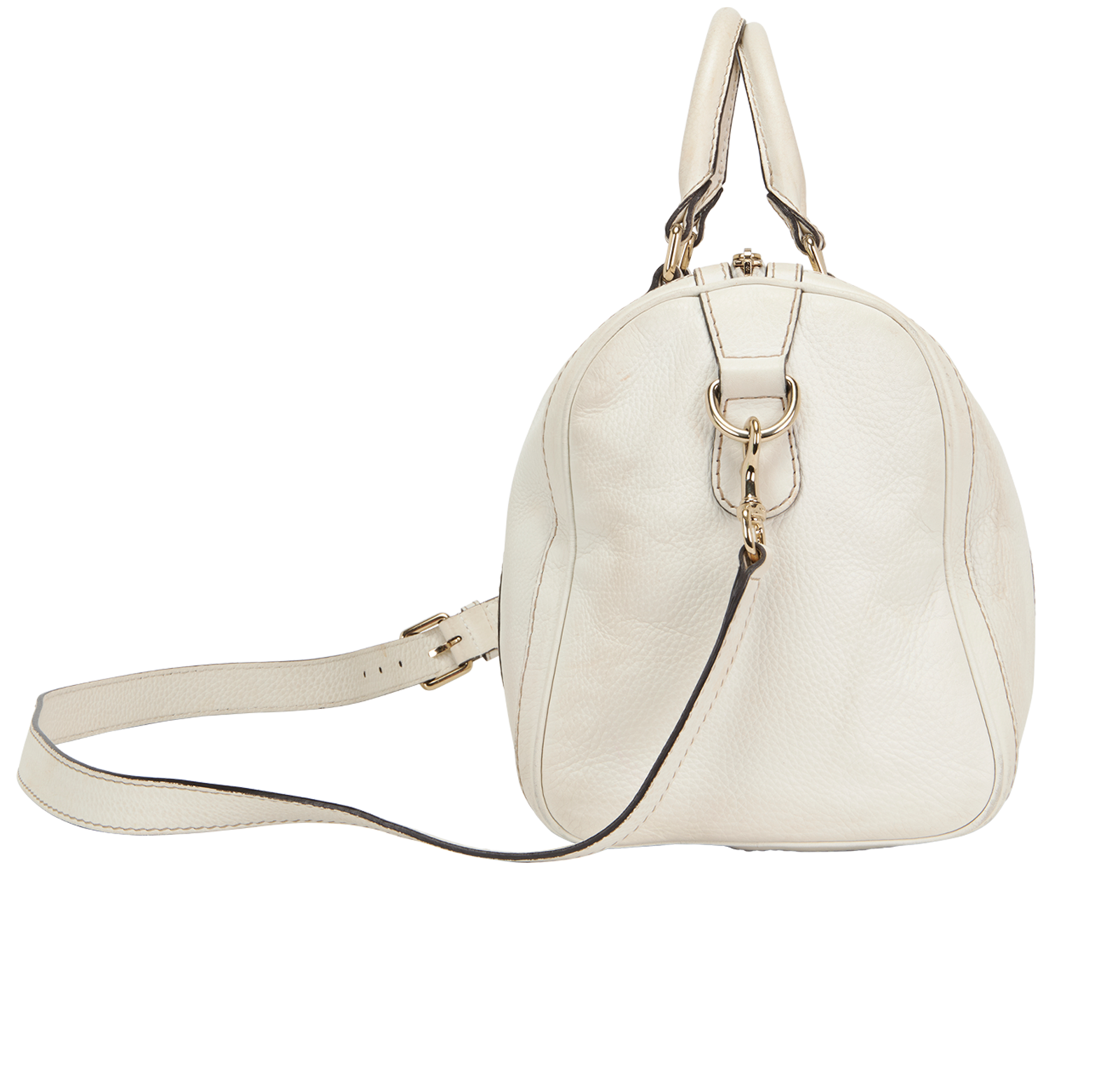 Vintage Joy Boston Bag, &pound;350, Handbags, White, Leather, Side view
